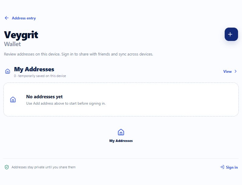 Wallet before sign-in — start with “Add address” at the top right